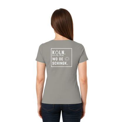Wo de Sonn schingk - Köln Druck Rücken  - Ladies V-Neck Shirt