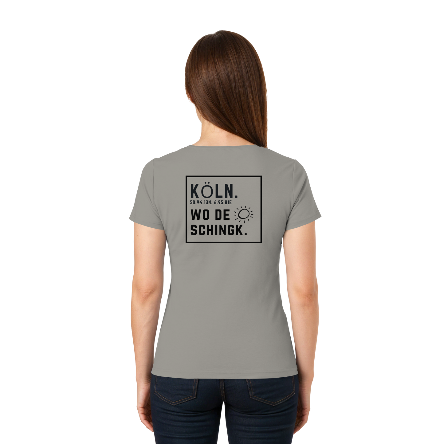 Wo de Sonn schingk - Köln Druck Rücken  - Ladies V-Neck Shirt