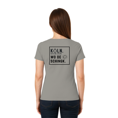 Wo de Sonn schingk - Köln Druck Rücken  - Ladies V-Neck Shirt
