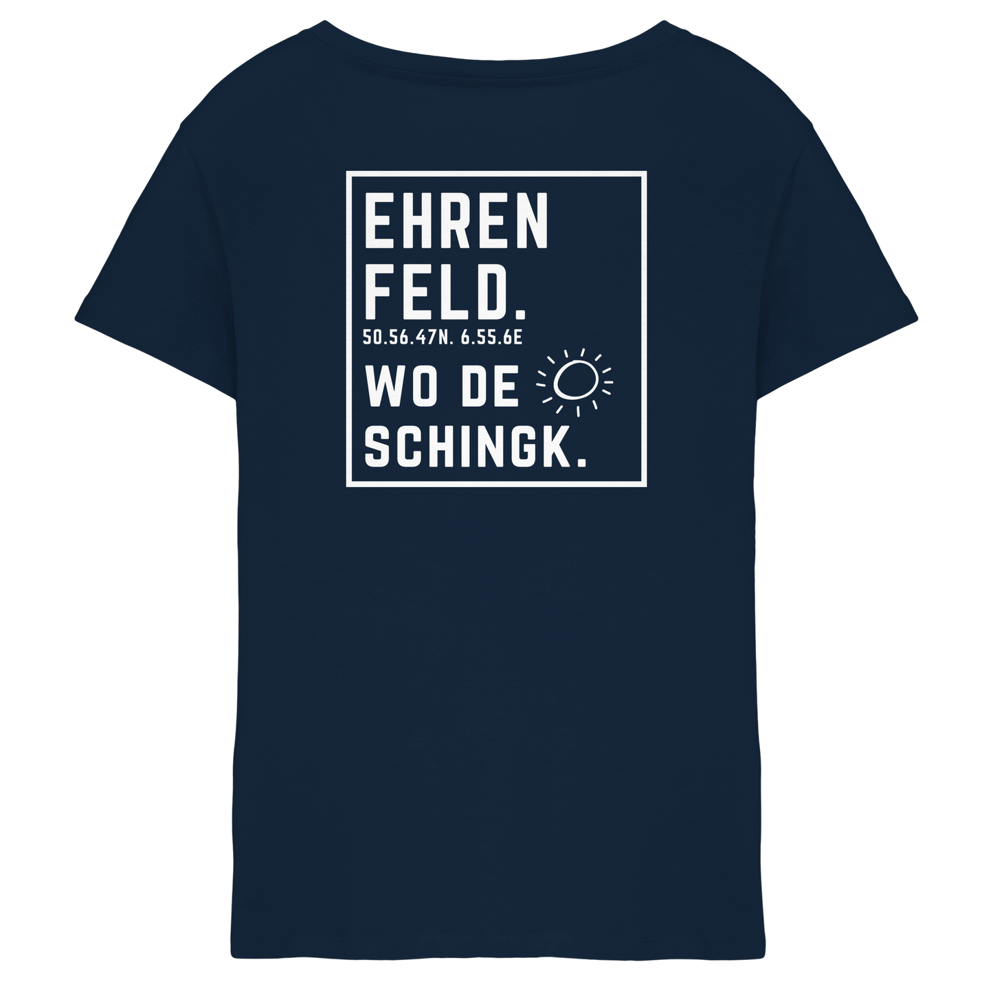 Wo de Sonn schingk - Ehrenfeld Druck Rücken  - Ladies V-Neck Shirt