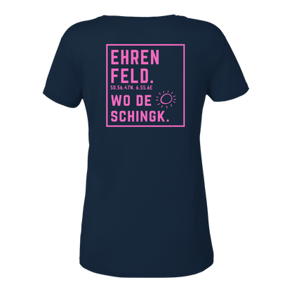 Wo de Sonn schingk - Ehrenfeld Druck Rücken  - Ladies V-Neck Shirt
