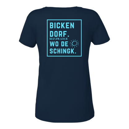 Wo de Sonn schingk - Bickendorf Druck Rücken - Ladies V-Neck Shirt