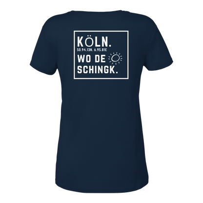 Wo de Sonn schingk - Köln Druck Rücken  - Ladies V-Neck Shirt