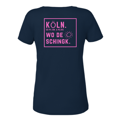 Wo de Sonn schingk - Köln Druck Rücken - Ladies V-Neck Shirt