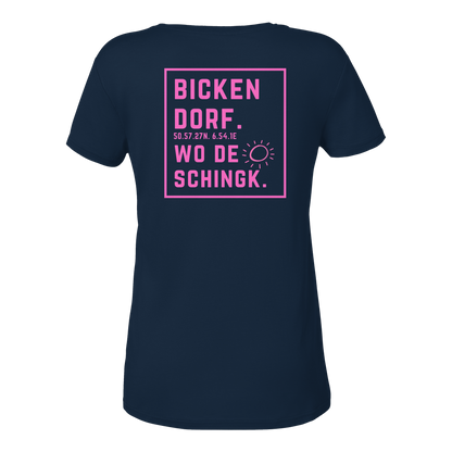 Wo de Sonn schingk - Bickendorf Druck Rücken - Ladies V-Neck Shirt