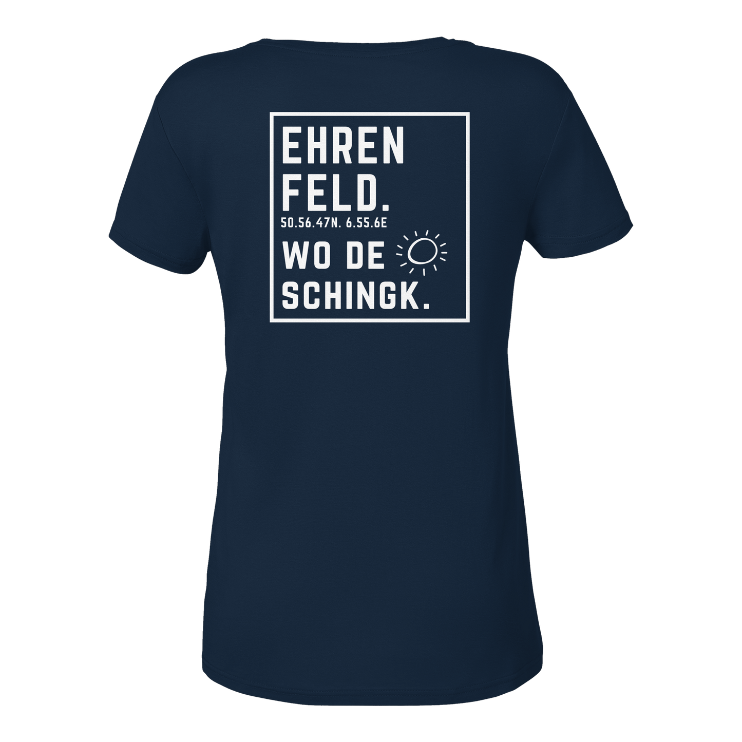 Wo de Sonn schingk - Ehrenfeld Druck Rücken  - Ladies V-Neck Shirt