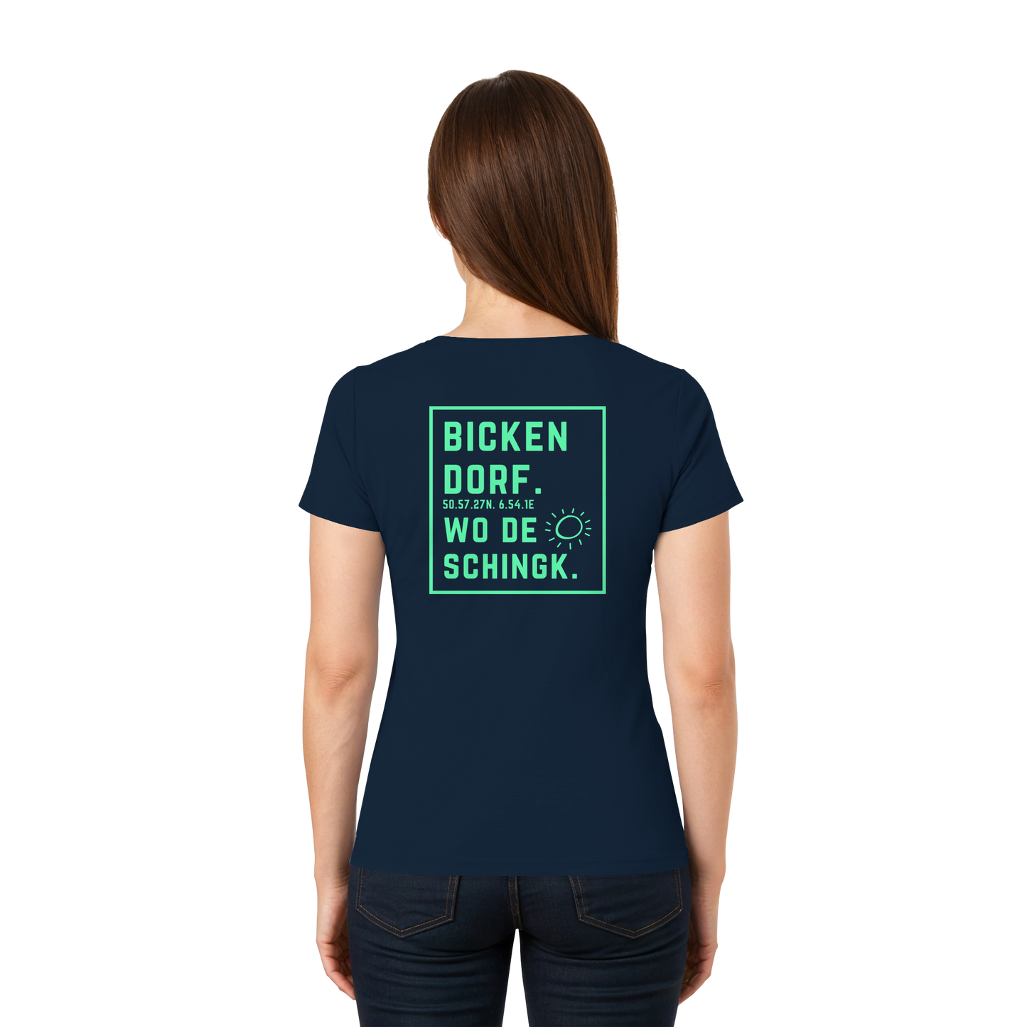 Wo de Sonn schingk - Bickendorf Druck Rücken - Ladies V-Neck Shirt