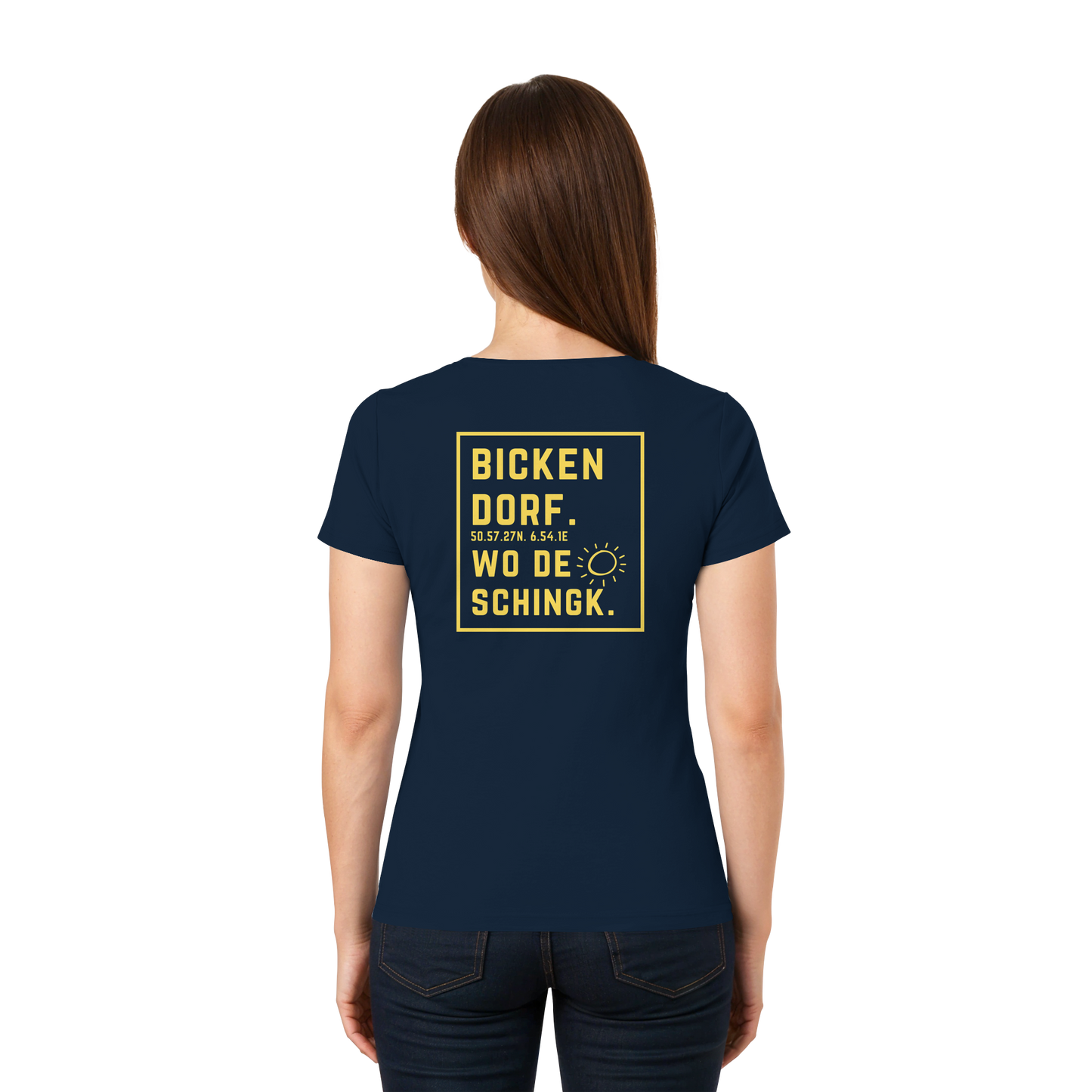 Wo de Sonn schingk - Bickendorf Druck Rücken - Ladies V-Neck Shirt