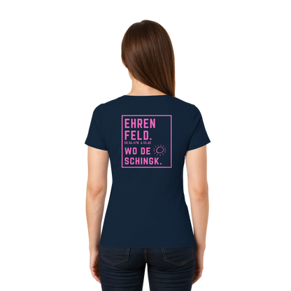 Wo de Sonn schingk - Ehrenfeld Druck Rücken  - Ladies V-Neck Shirt