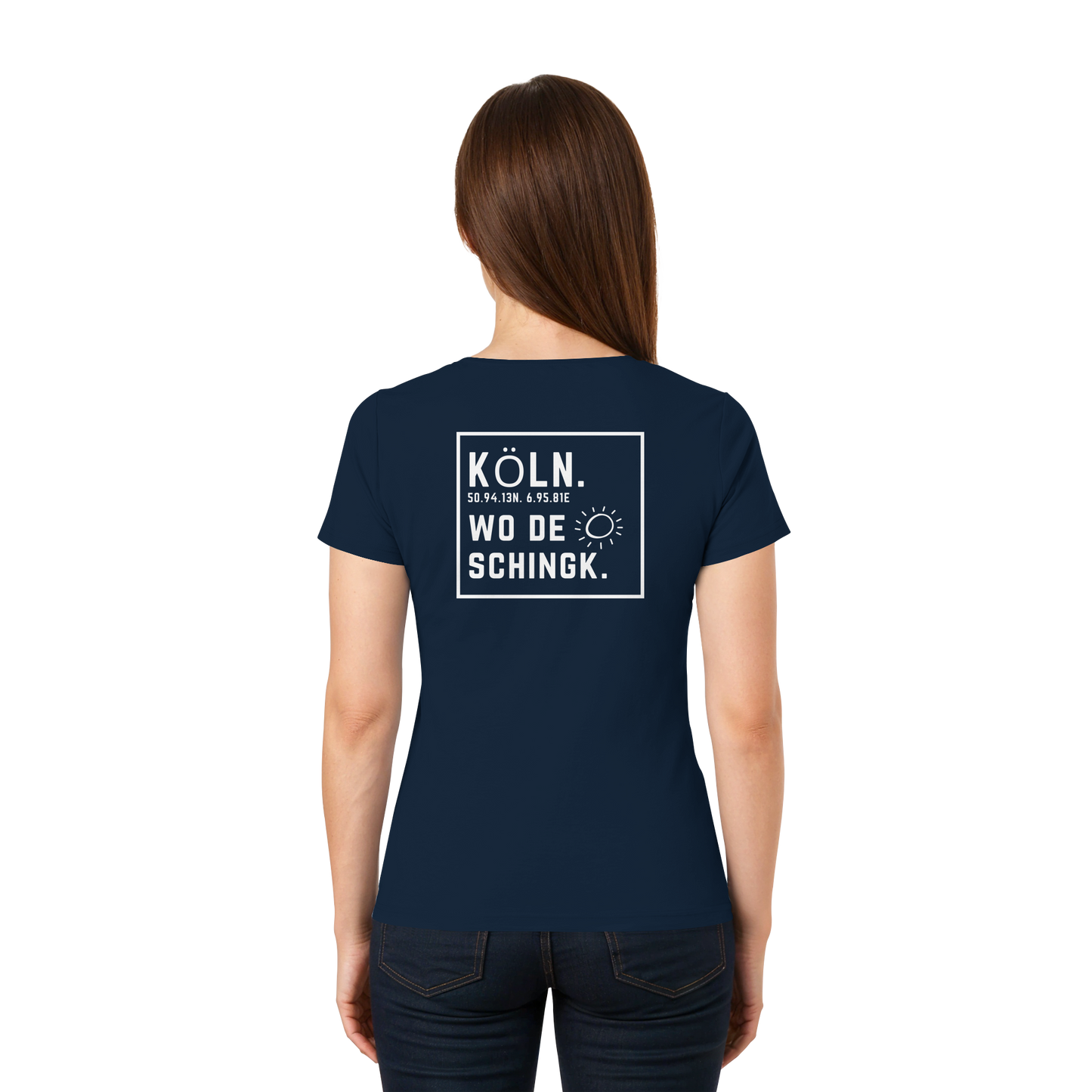 Wo de Sonn schingk - Köln Druck Rücken  - Ladies V-Neck Shirt
