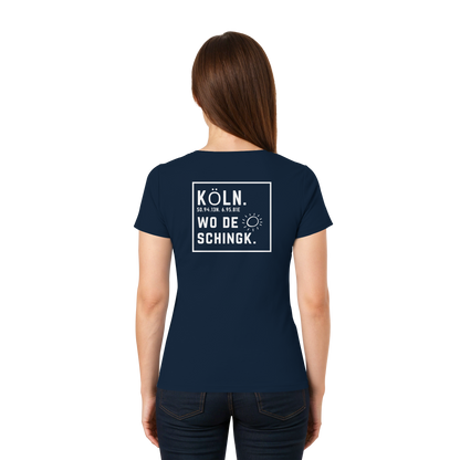 Wo de Sonn schingk - Köln Druck Rücken  - Ladies V-Neck Shirt