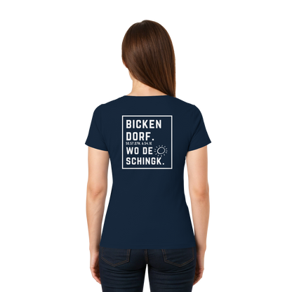 Wo de Sonn schingk - Bickendorf Druck Rücken - Ladies V-Neck Shirt