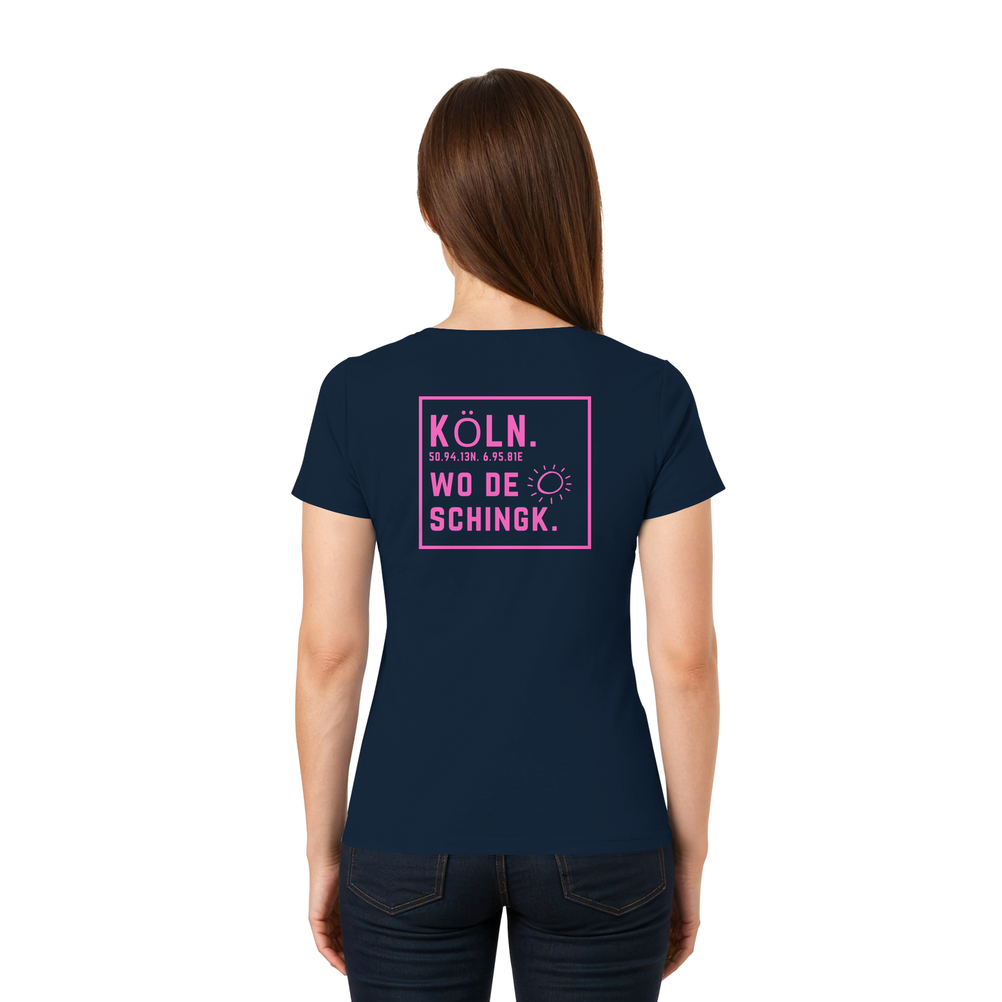 Wo de Sonn schingk - Köln Druck Rücken - Ladies V-Neck Shirt