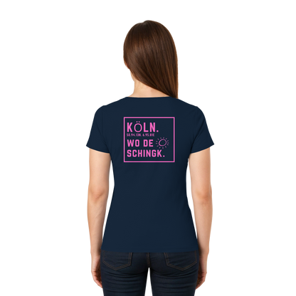 Wo de Sonn schingk - Köln Druck Rücken - Ladies V-Neck Shirt