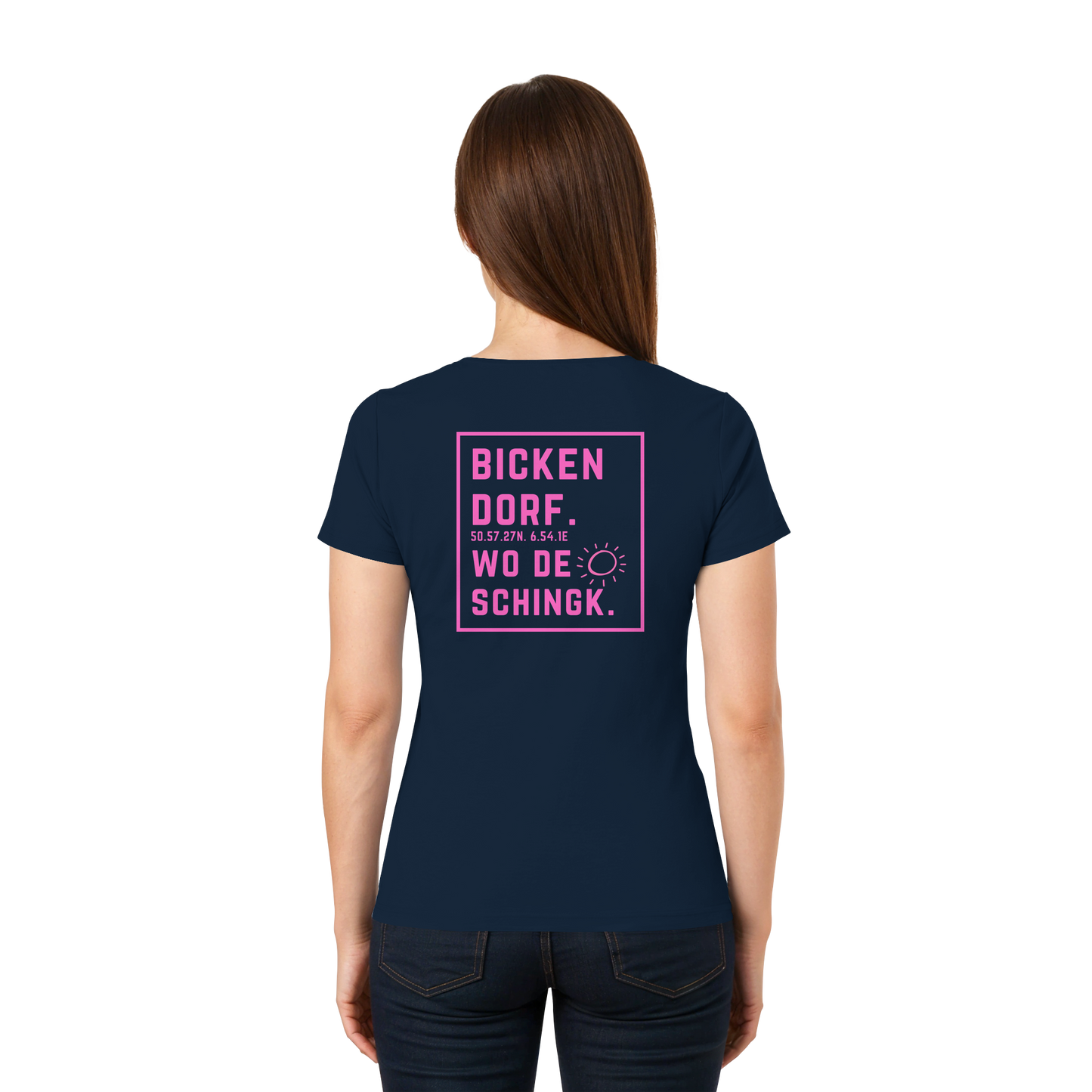 Wo de Sonn schingk - Bickendorf Druck Rücken - Ladies V-Neck Shirt