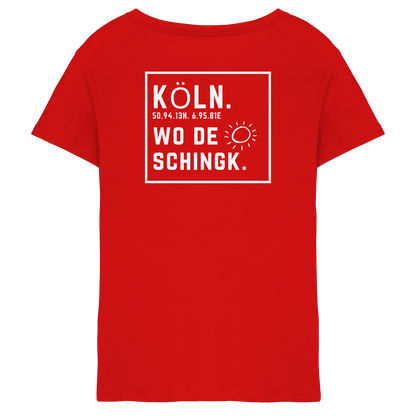Wo de Sonn schingk - Köln Druck Rücken  - Ladies V-Neck Shirt
