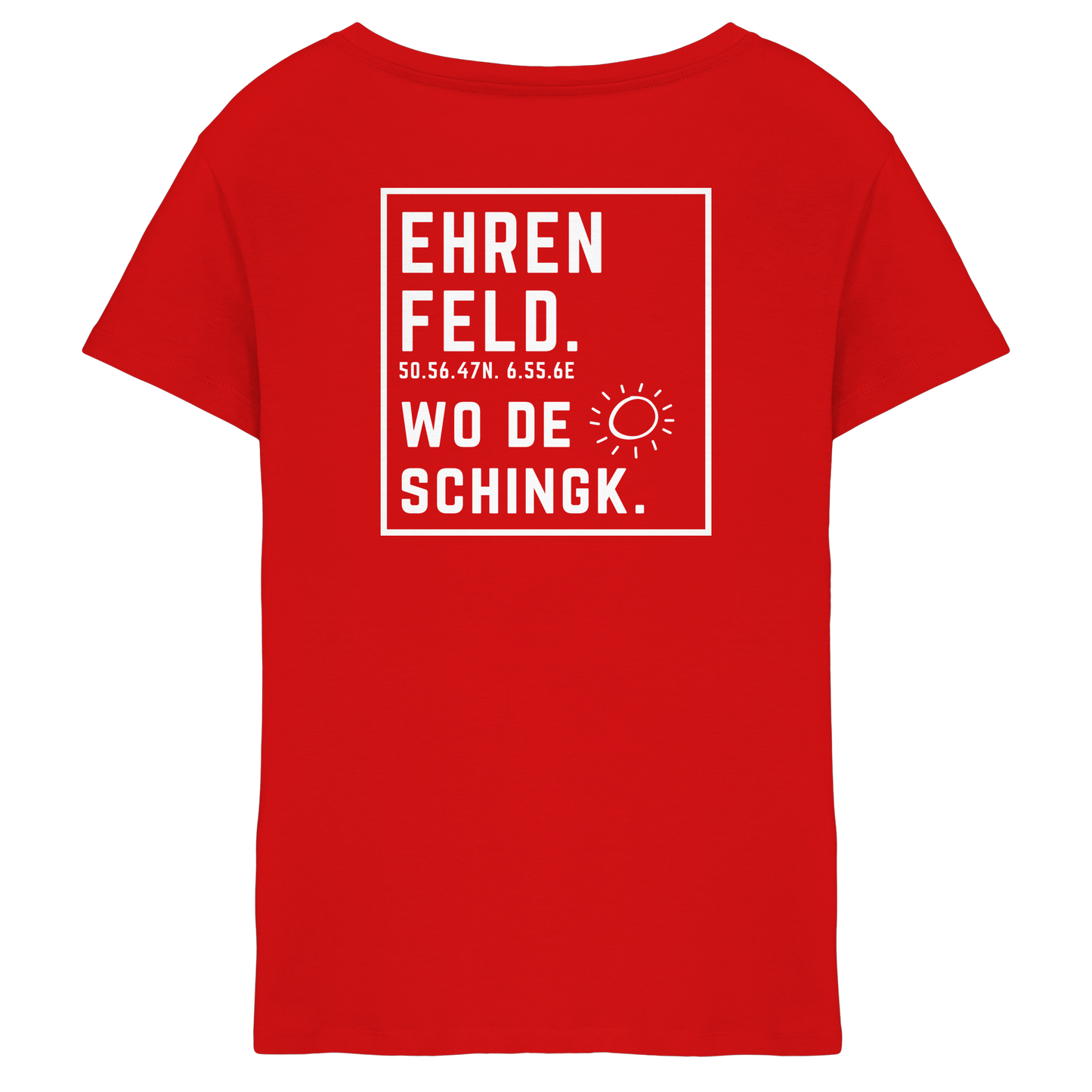 Wo de Sonn schingk - Ehrenfeld Druck Rücken  - Ladies V-Neck Shirt