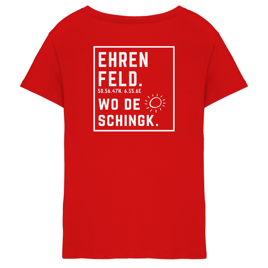 Wo de Sonn schingk - Ehrenfeld Druck Rücken  - Ladies V-Neck Shirt