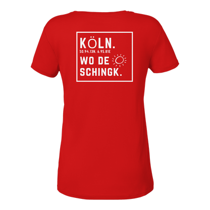 Wo de Sonn schingk - Köln Druck Rücken  - Ladies V-Neck Shirt