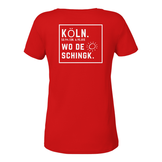 Wo de Sonn schingk - Köln Druck Rücken  - Ladies V-Neck Shirt