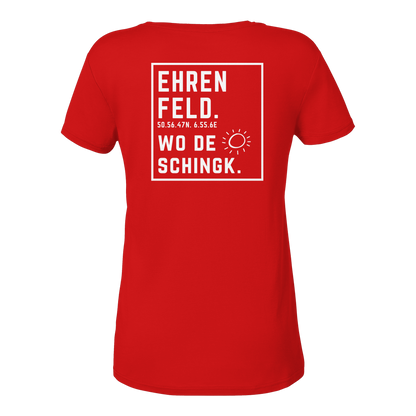 Wo de Sonn schingk - Ehrenfeld Druck Rücken  - Ladies V-Neck Shirt