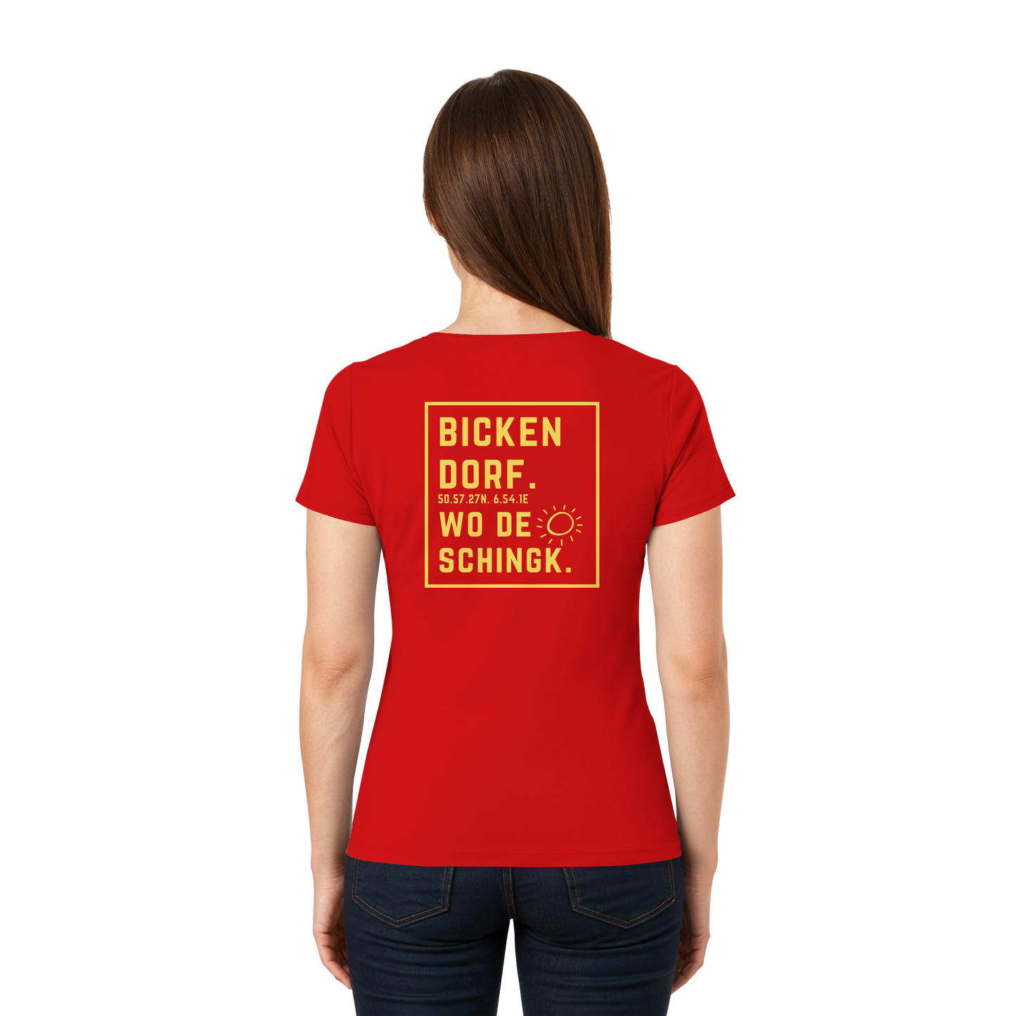 Wo de Sonn schingk - Bickendorf Druck Rücken - Ladies V-Neck Shirt