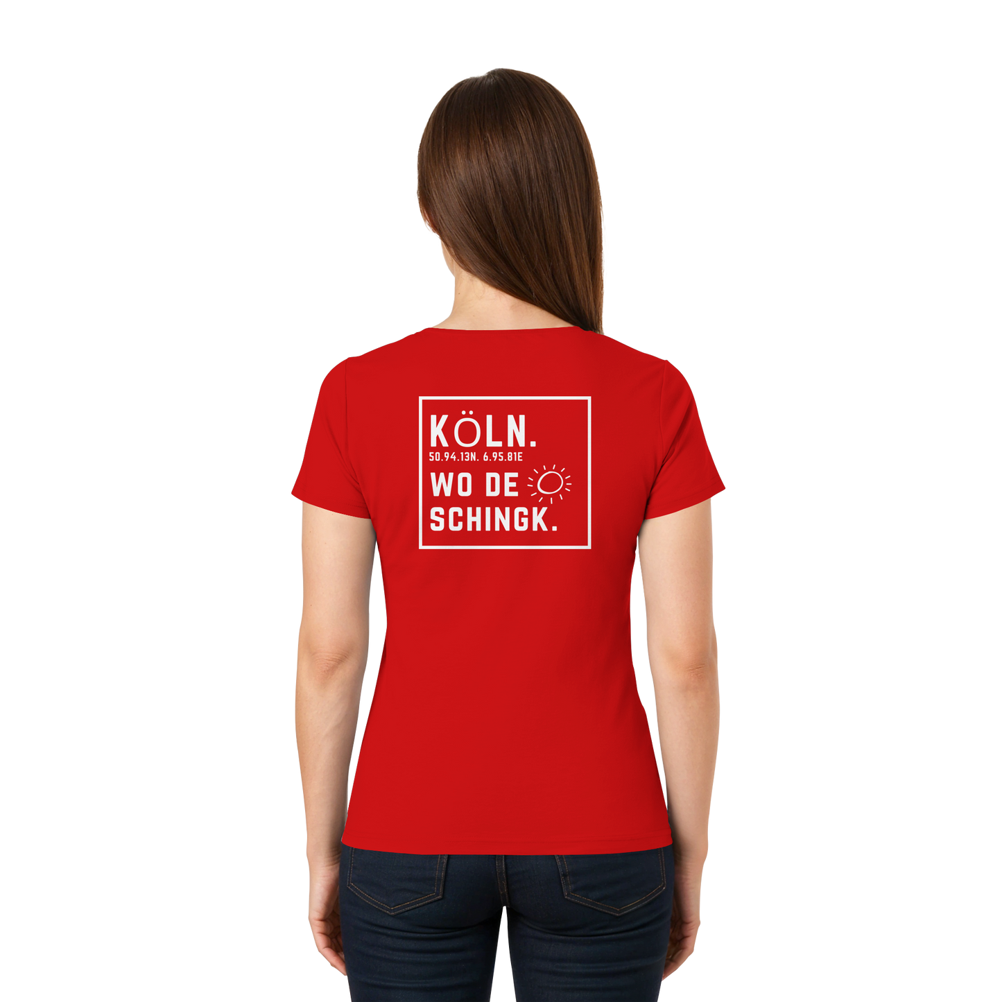 Wo de Sonn schingk - Köln Druck Rücken  - Ladies V-Neck Shirt