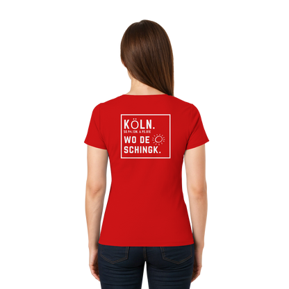 Wo de Sonn schingk - Köln Druck Rücken  - Ladies V-Neck Shirt