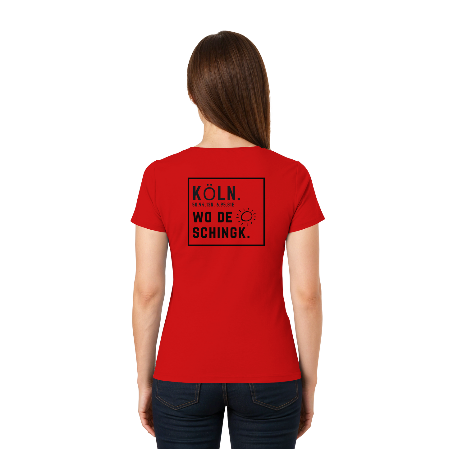 Wo de Sonn schingk - Köln Druck Rücken  - Ladies V-Neck Shirt