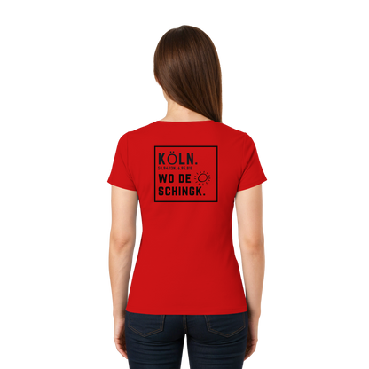 Wo de Sonn schingk - Köln Druck Rücken  - Ladies V-Neck Shirt