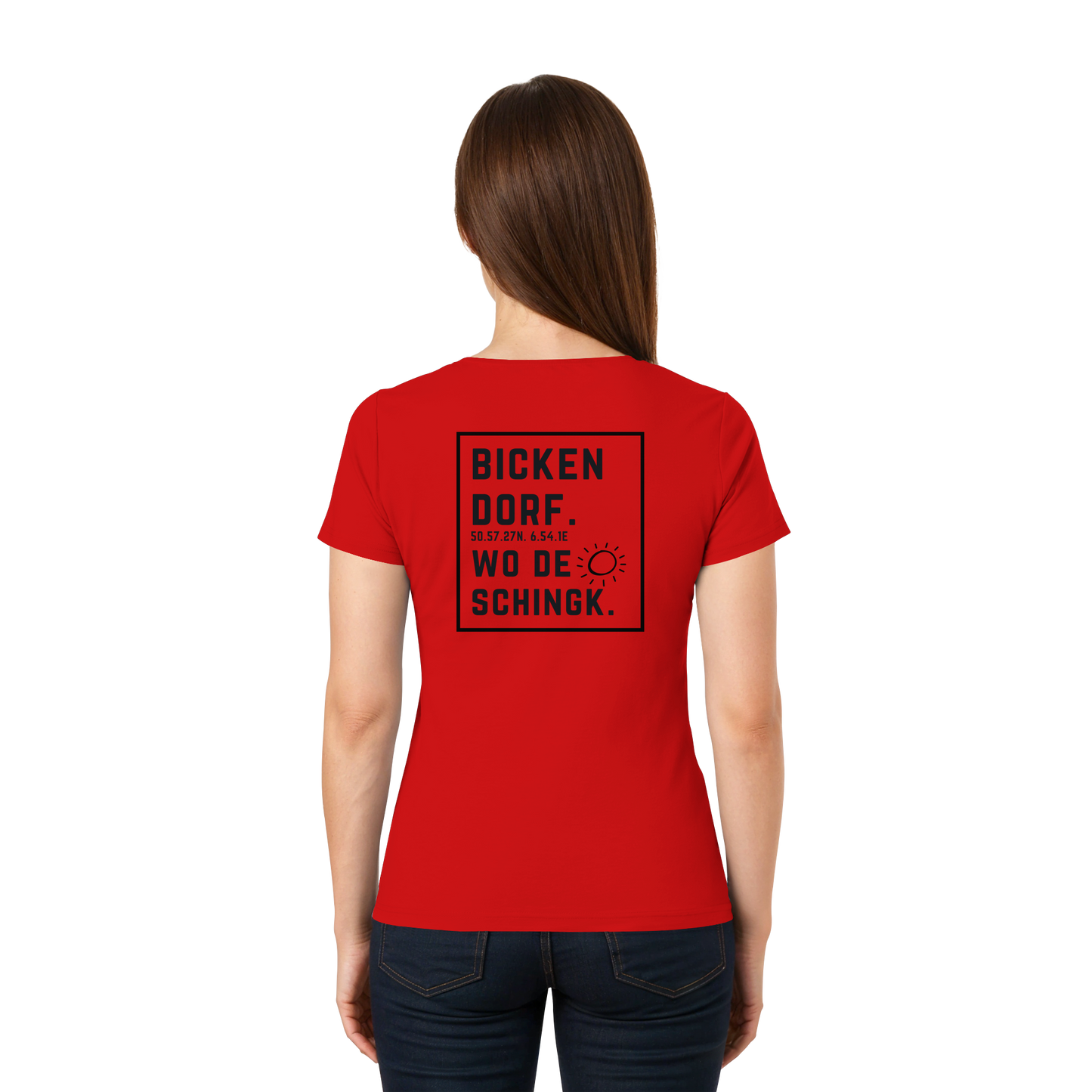 Wo de Sonn schingk - Bickendorf Druck Rücken - Ladies V-Neck Shirt