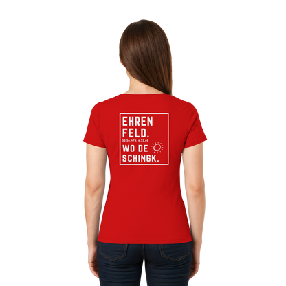Wo de Sonn schingk - Ehrenfeld Druck Rücken  - Ladies V-Neck Shirt