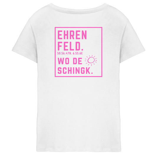 Wo de Sonn schingk - Ehrenfeld Druck Rücken  - Ladies V-Neck Shirt
