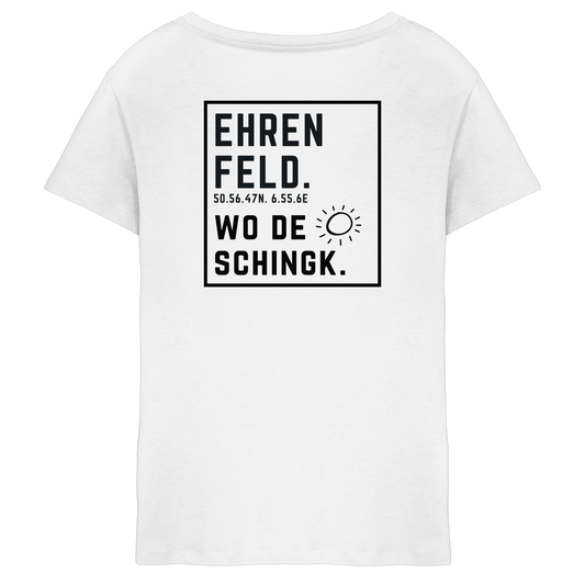 Wo de Sonn schingk - Ehrenfeld Druck Rücken - Ladies V-Neck Shirt