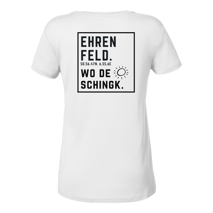 Wo de Sonn schingk - Ehrenfeld Druck Rücken - Ladies V-Neck Shirt