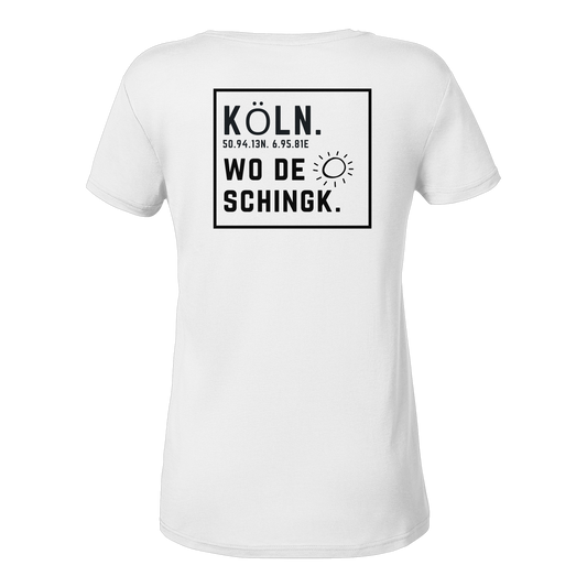 Wo de Sonn schingk - Köln Druck Rücken  - Ladies V-Neck Shirt