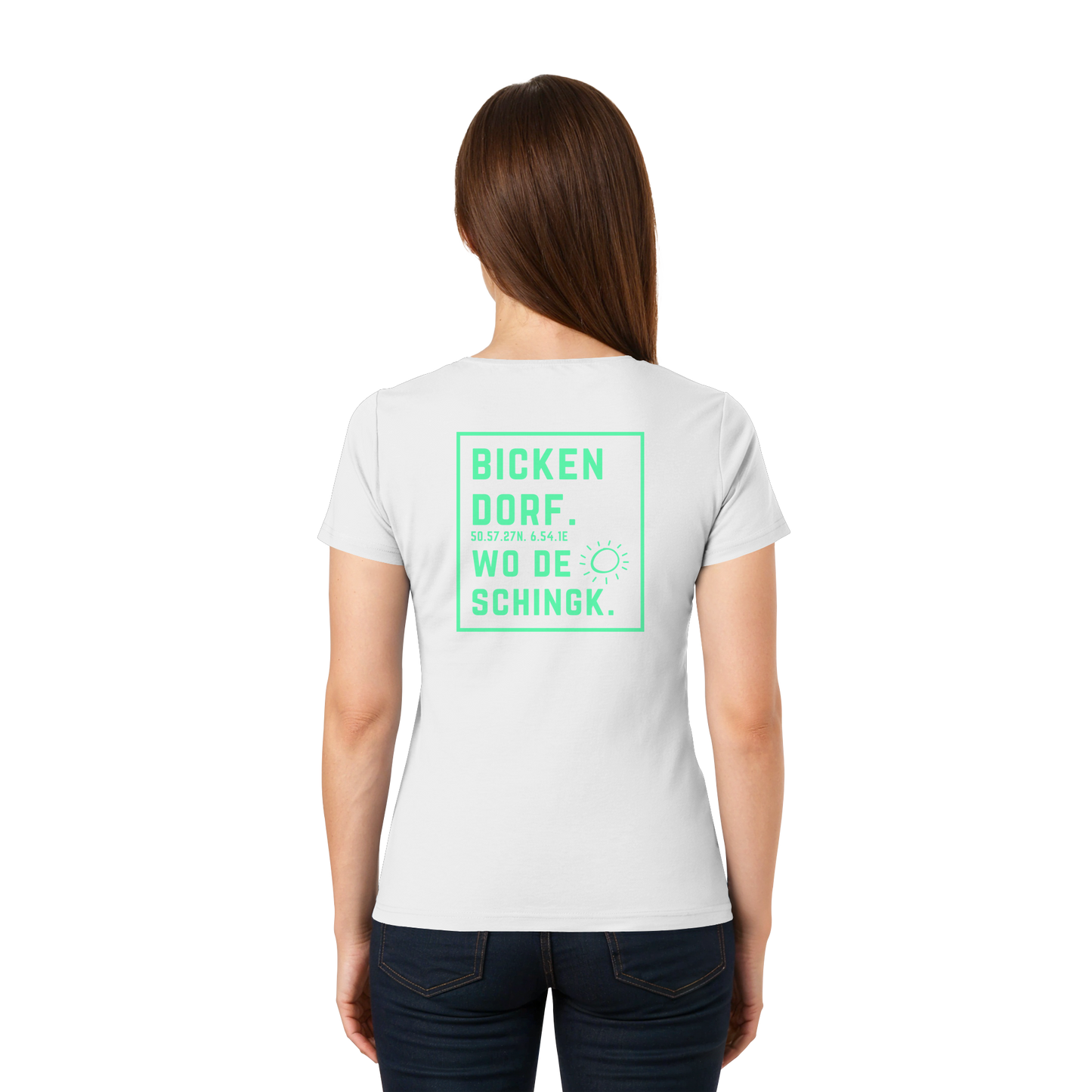 Wo de Sonn schingk - Bickendorf Druck Rücken - Ladies V-Neck Shirt