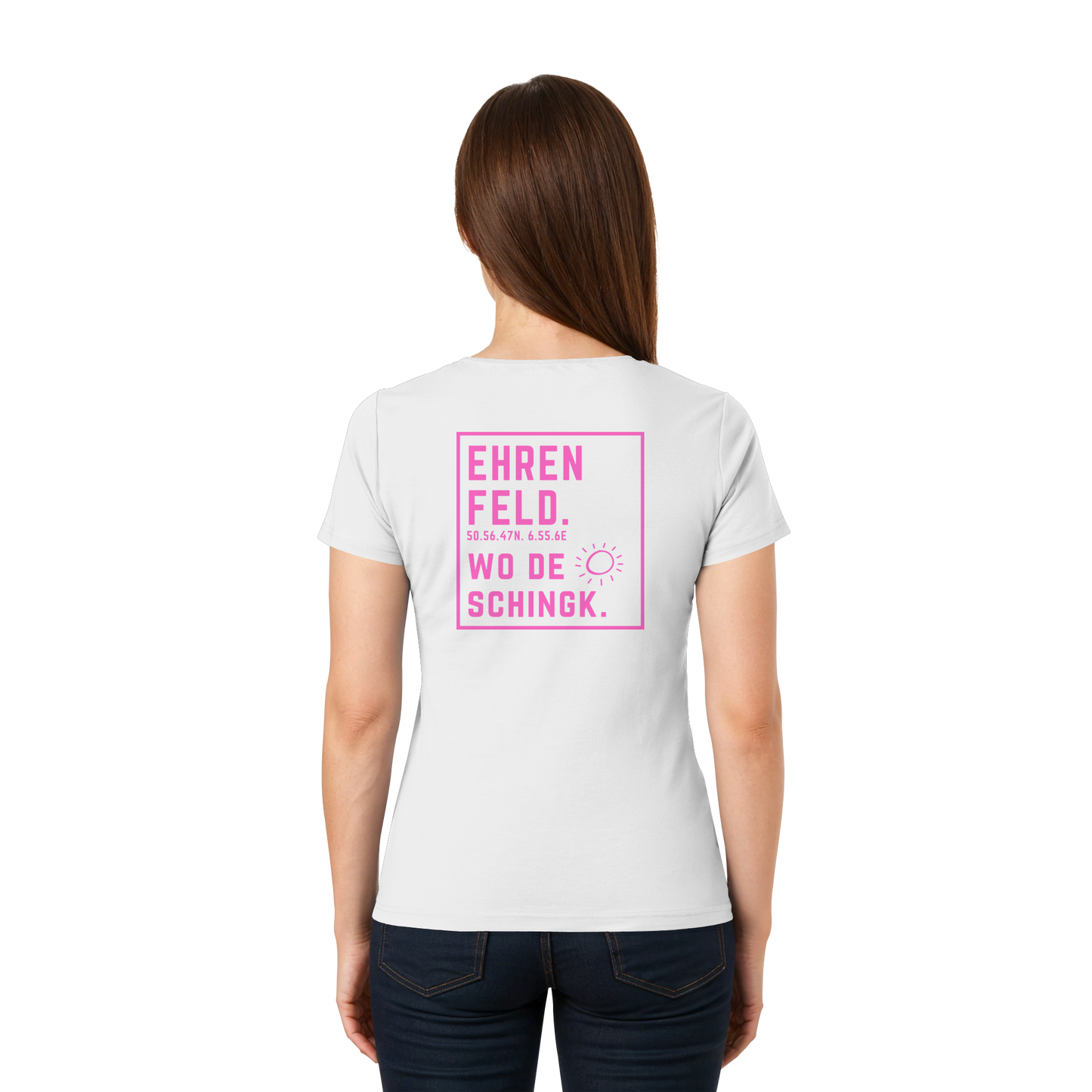 Wo de Sonn schingk - Ehrenfeld Druck Rücken  - Ladies V-Neck Shirt