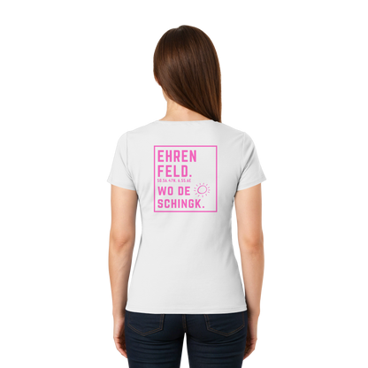 Wo de Sonn schingk - Ehrenfeld Druck Rücken  - Ladies V-Neck Shirt