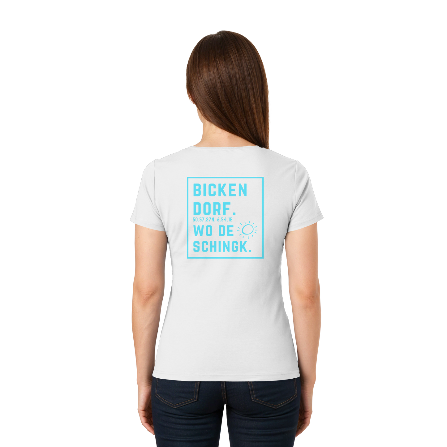 Wo de Sonn schingk - Bickendorf Druck Rücken - Ladies V-Neck Shirt