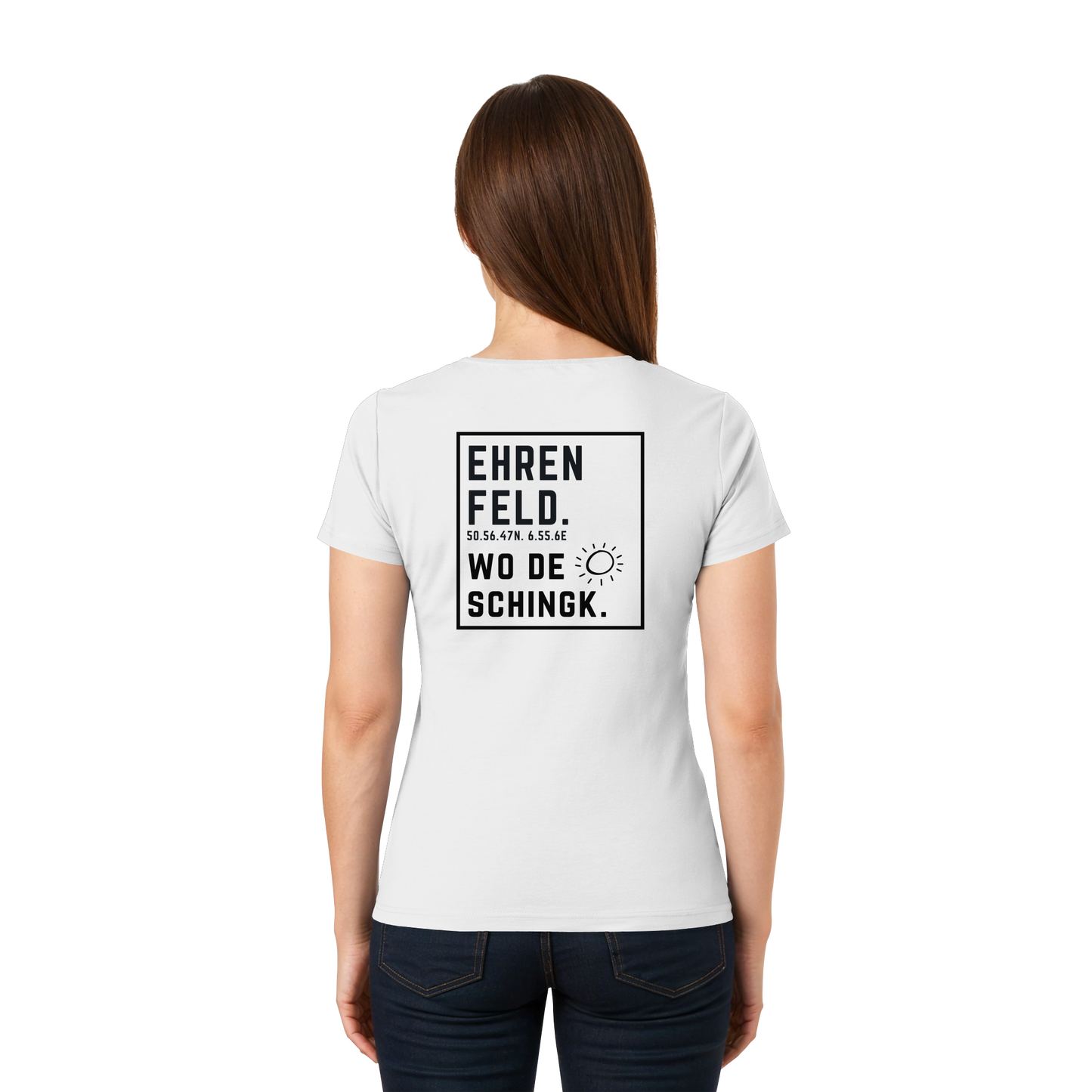 Wo de Sonn schingk - Ehrenfeld Druck Rücken - Ladies V-Neck Shirt