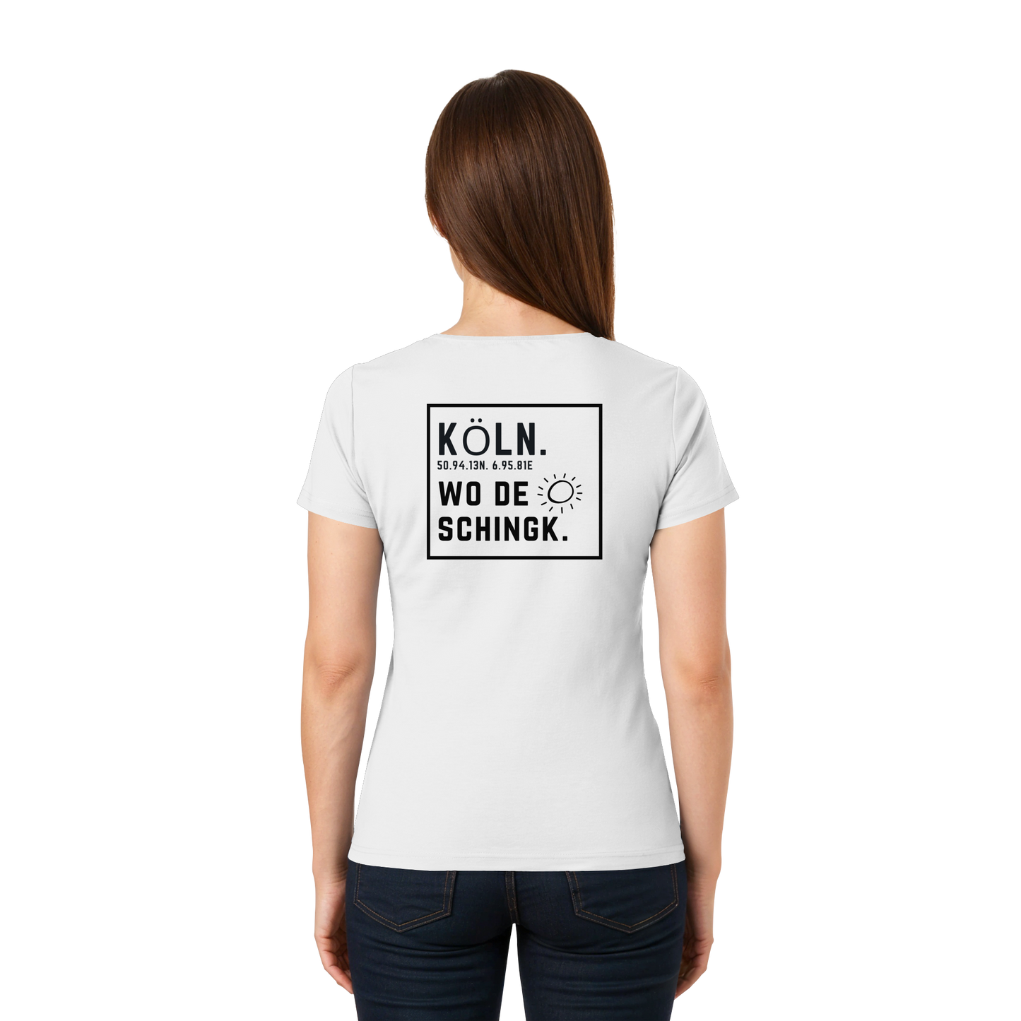 Wo de Sonn schingk - Köln Druck Rücken  - Ladies V-Neck Shirt