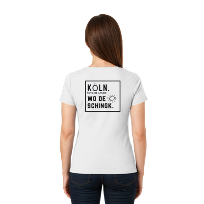 Wo de Sonn schingk - Köln Druck Rücken  - Ladies V-Neck Shirt