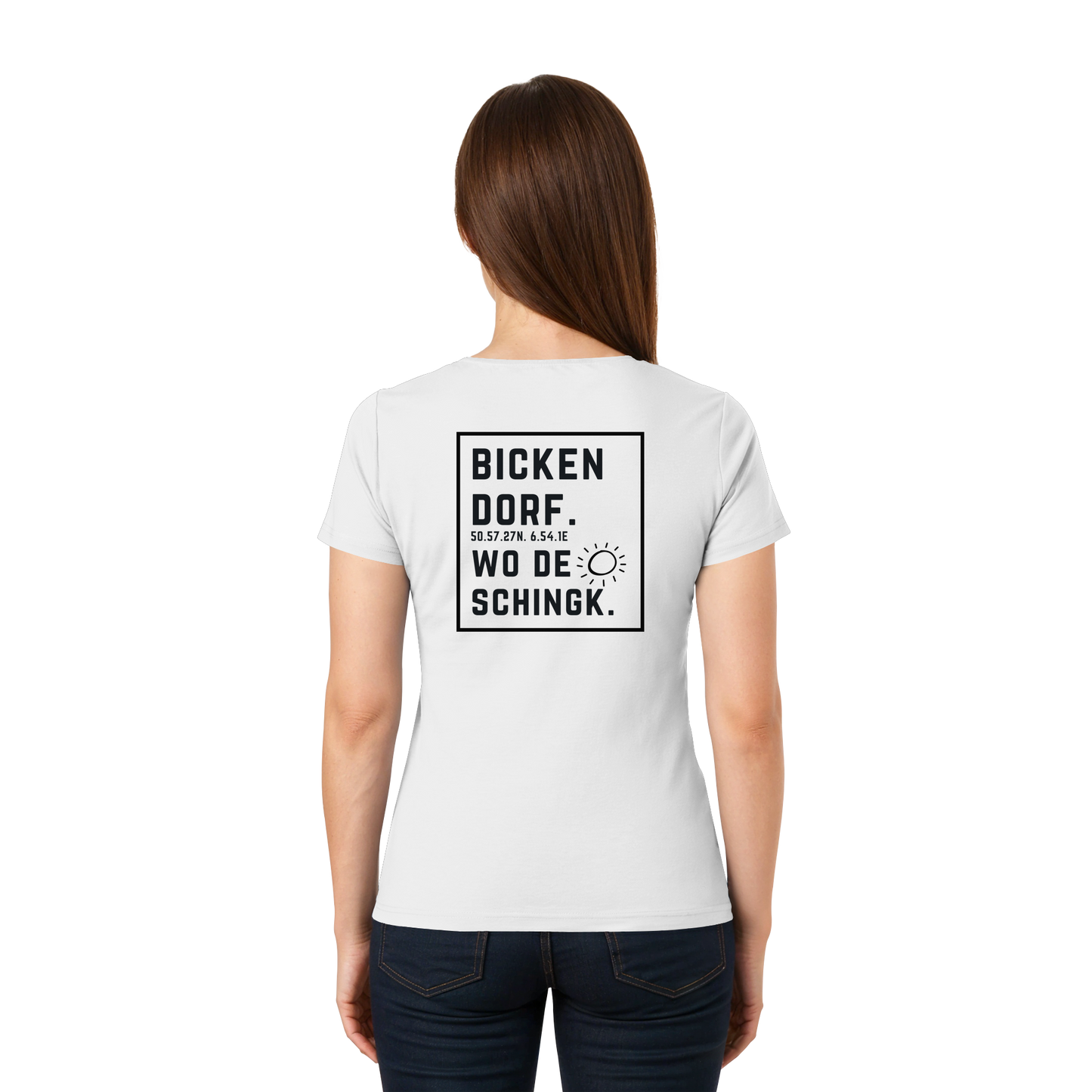 Wo de Sonn schingk - Bickendorf Druck Rücken - Ladies V-Neck Shirt