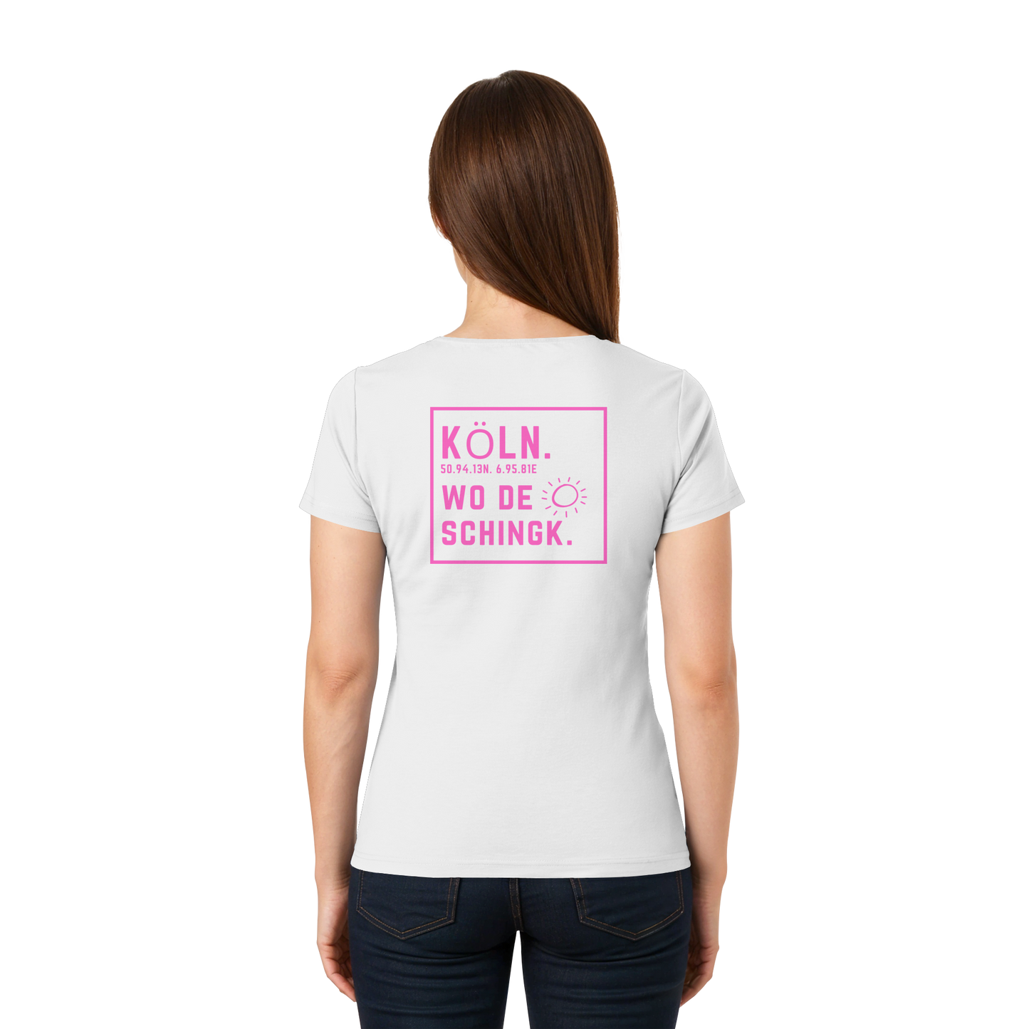Wo de Sonn schingk - Köln Druck Rücken - Ladies V-Neck Shirt