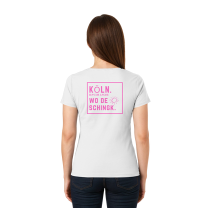Wo de Sonn schingk - Köln Druck Rücken - Ladies V-Neck Shirt