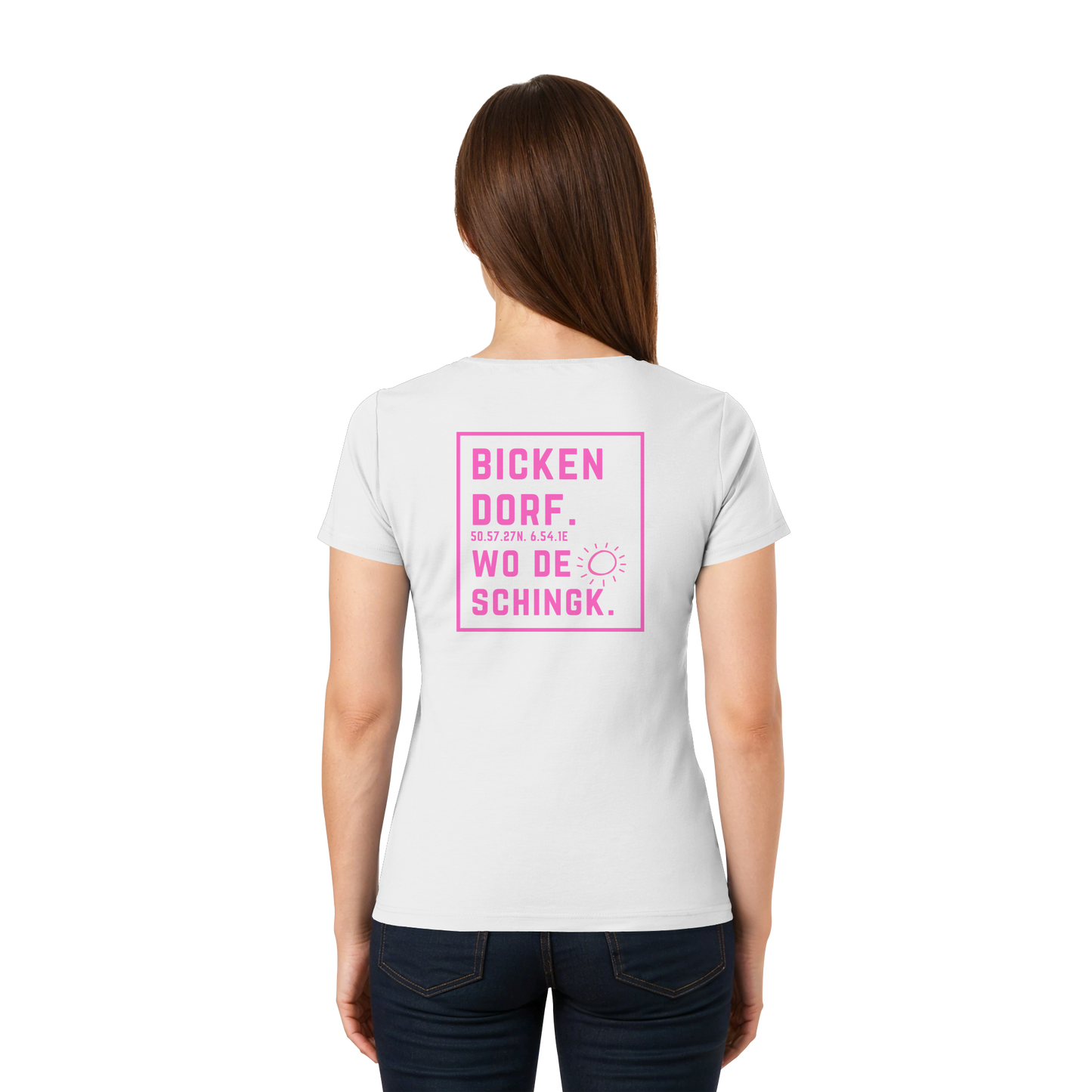Wo de Sonn schingk - Bickendorf Druck Rücken - Ladies V-Neck Shirt