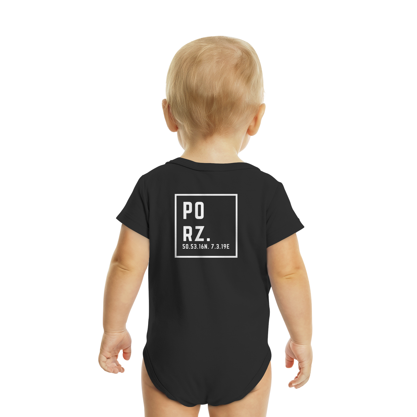 Porz Koordinaten (großer Druck Rücken) - Organic Baby Bodysuit