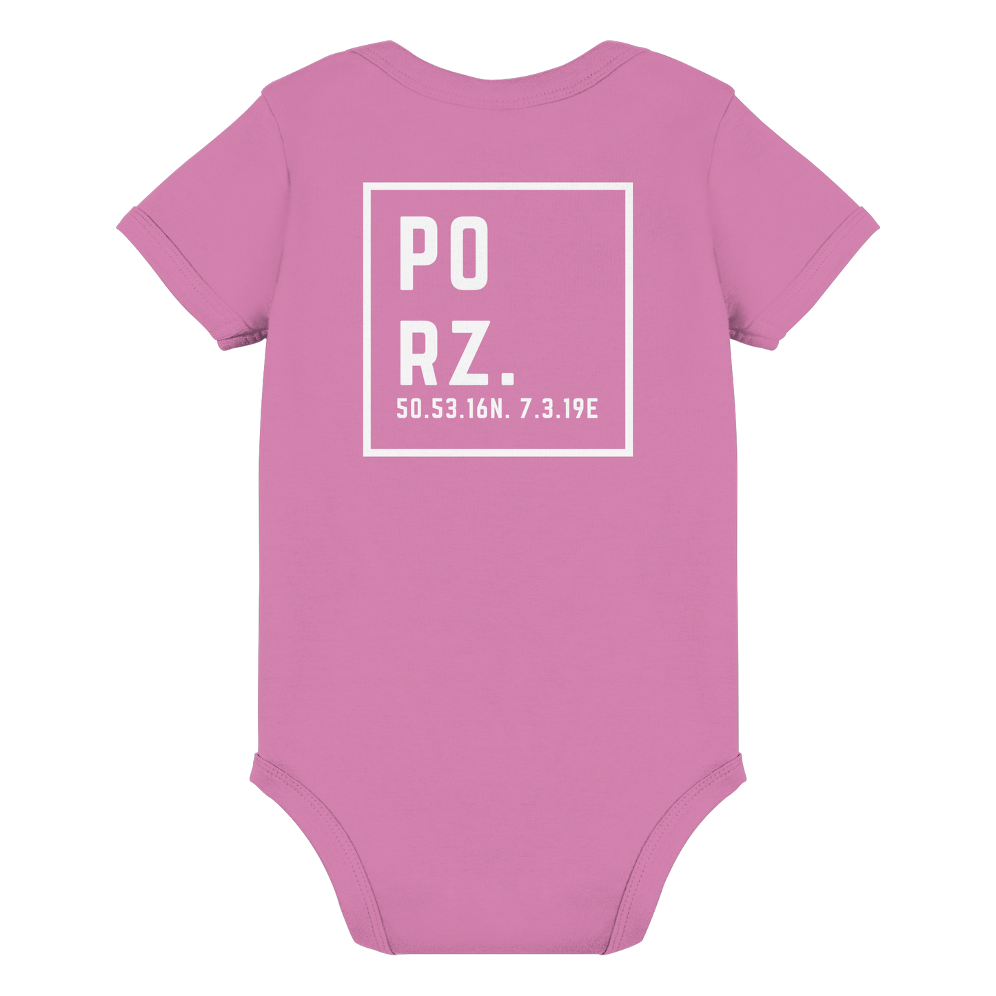 Porz Koordinaten (großer Druck Rücken) - Organic Baby Bodysuit