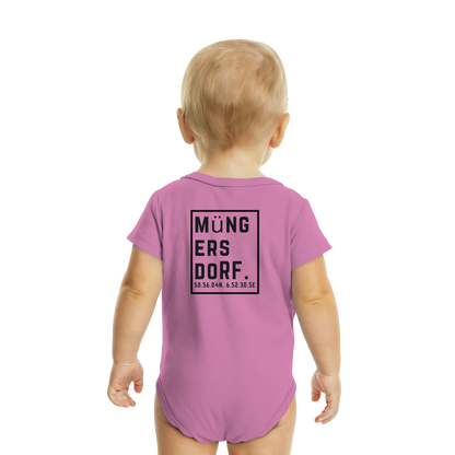 Müngersdorf Koordinaten (großer Druck auf dem Rücken) - Organic Baby Bodysuit